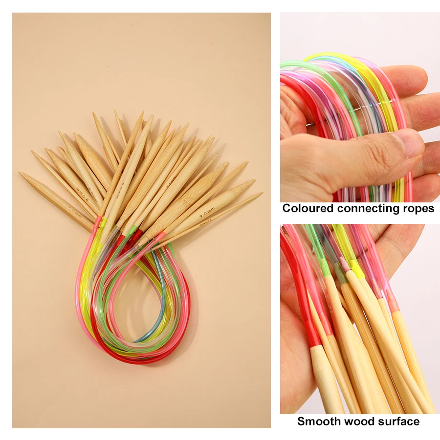 18pcs Circular Knitting Needles Set 2-10mm Bamboo Crochet Hooks Double Cusp Soft Tube Needle DIY Sweater Needle Accessories Set thumbnail 5