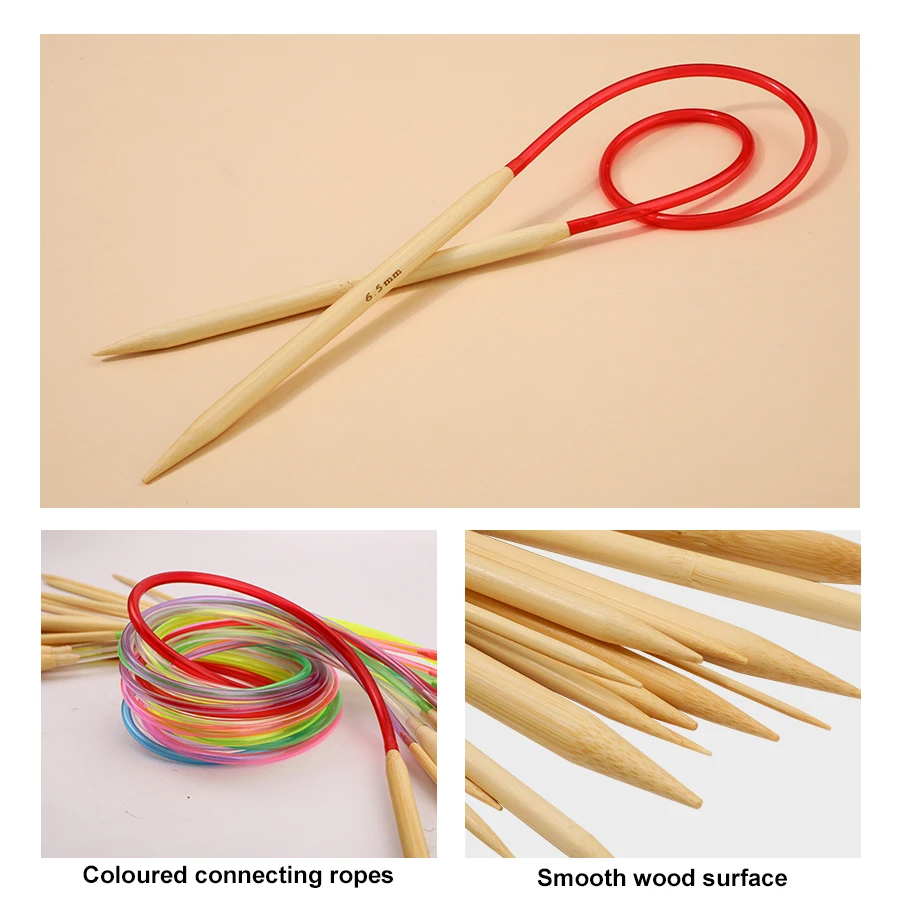 18pcs Circular Knitting Needles Set 2-10mm Bamboo Crochet Hooks Double Cusp Soft Tube Needle DIY Sweater Needle Accessories Set thumbnail 6