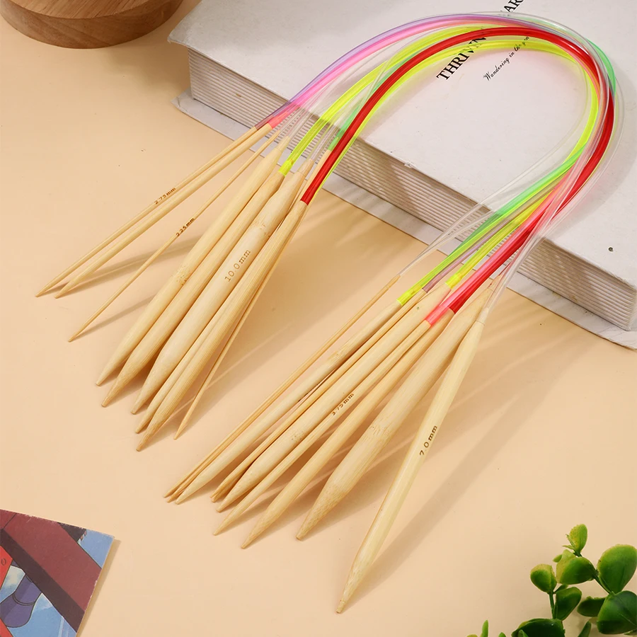 18pcs Circular Knitting Needles Set 2-10mm Bamboo Crochet Hooks Double Cusp Soft Tube Needle DIY Sweater Needle Accessories Set thumbnail 2