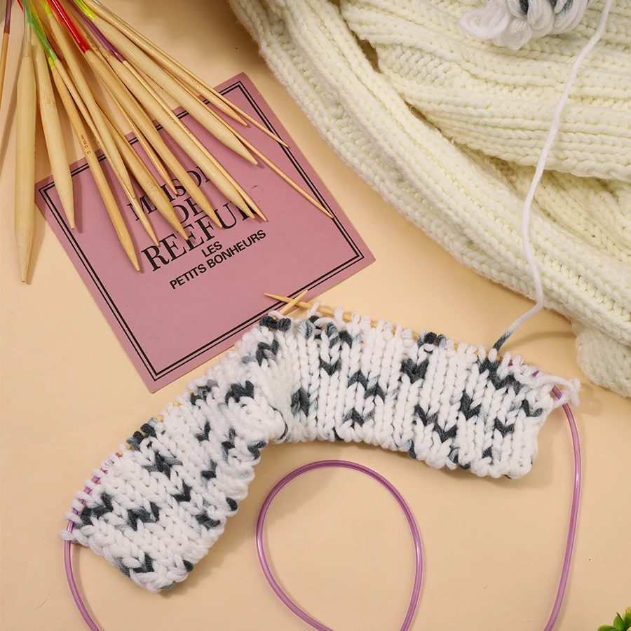 18pcs Circular Knitting Needles Set 2-10mm Bamboo Crochet Hooks Double Cusp Soft Tube Needle DIY Sweater Needle Accessories Set thumbnail 4