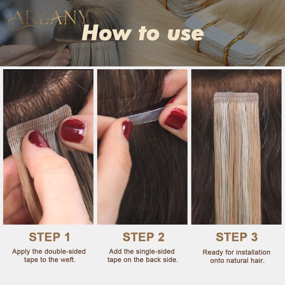 ARLANY 120 Tabs Single Sided Tape for Tape In/Tape Weft Extensions Hair System Tape 4cm x 0.8cm Wig Adhesive Tape One Sided Tape thumbnail 5