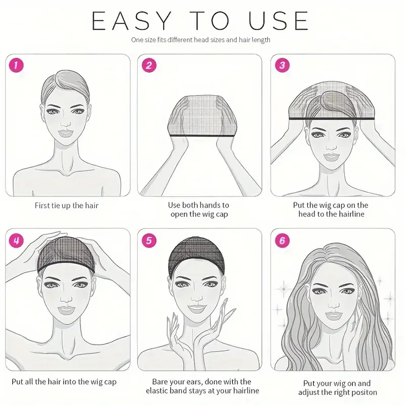 2pcs/Bag Ventilated Nylon Wig Cap Hair Net For Hair Wig Nets Black Brown Stretch Mesh Wig Cap For Making Wigs thumbnail 6