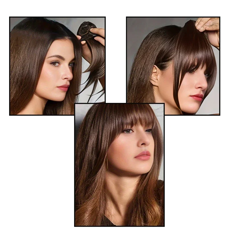 Synthetic Short Straight Clip In Fringe Bangs Black Air bangs Hair Extension Hair Bangs For Women False Bang Hairpiece thumbnail 5