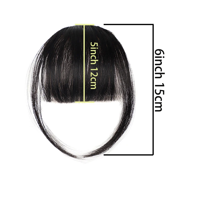 Synthetic Short Straight Clip In Fringe Bangs Black Air bangs Hair Extension Hair Bangs For Women False Bang Hairpiece thumbnail 3