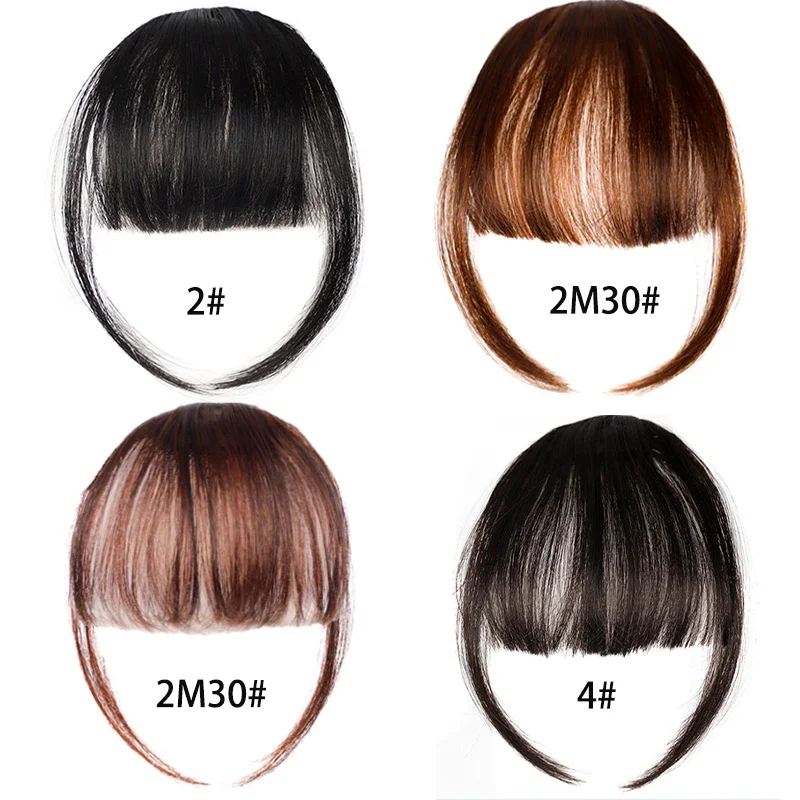 Synthetic Short Straight Clip In Fringe Bangs Black Air bangs Hair Extension Hair Bangs For Women False Bang Hairpiece thumbnail 2