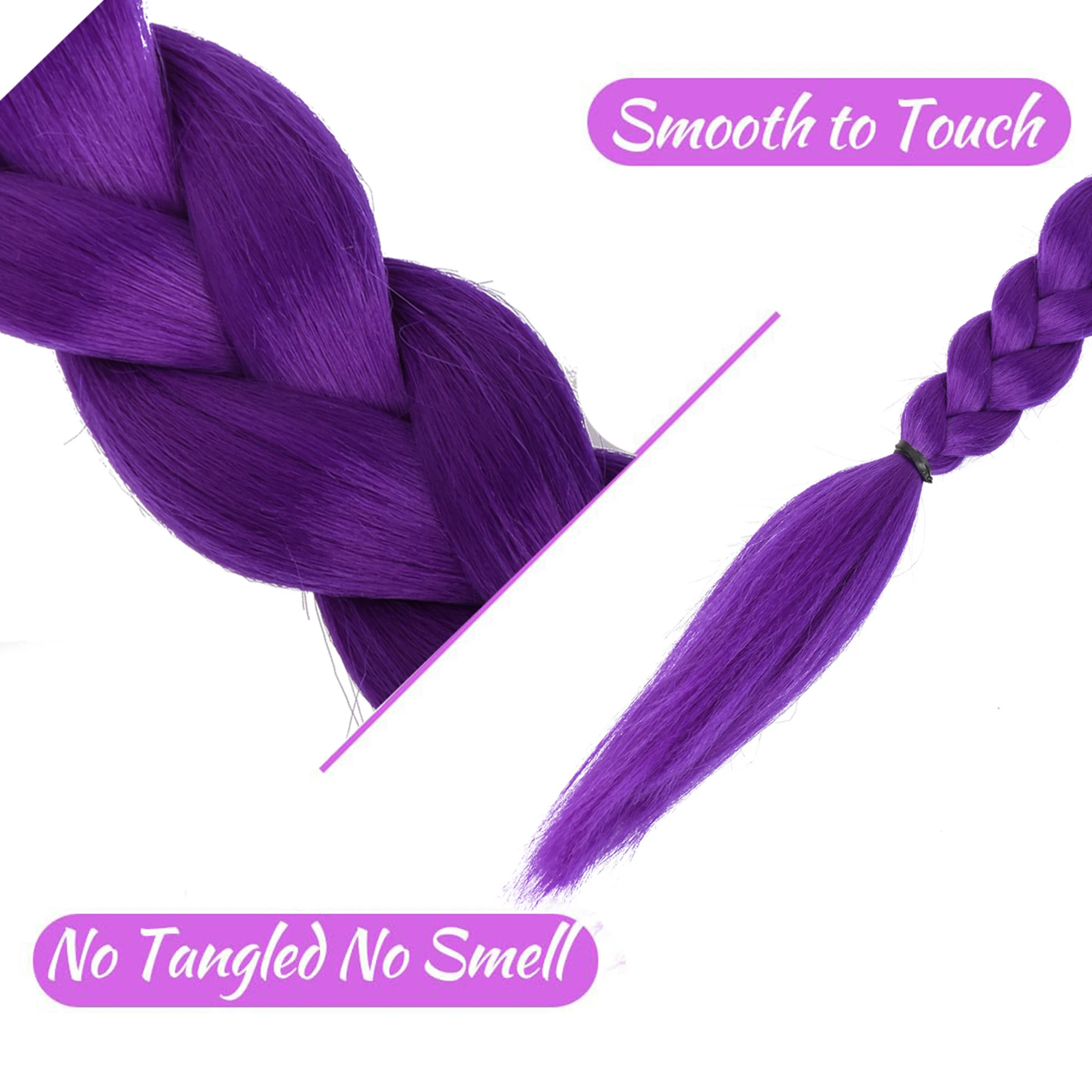 Rumi Purple Braids Cosplay Hair Extensions 26Inch Synthetic Braiding Hair Easy Clip in Ponytail for Cosplay Halloween Costume thumbnail 5
