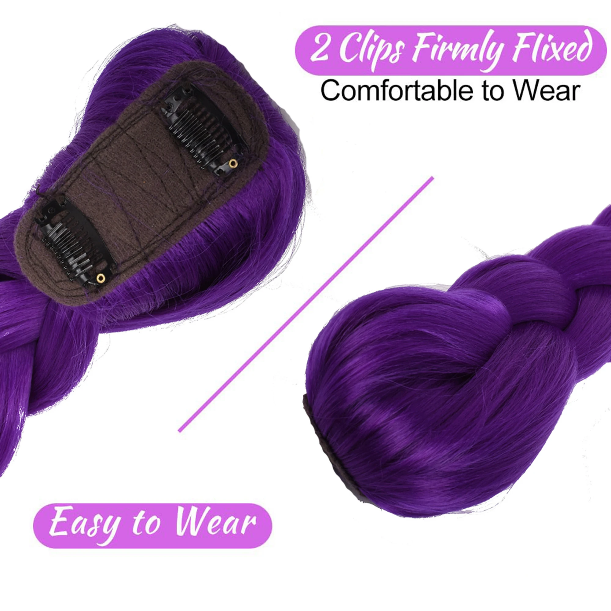 Rumi Purple Braids Cosplay Hair Extensions 26Inch Synthetic Braiding Hair Easy Clip in Ponytail for Cosplay Halloween Costume thumbnail 4
