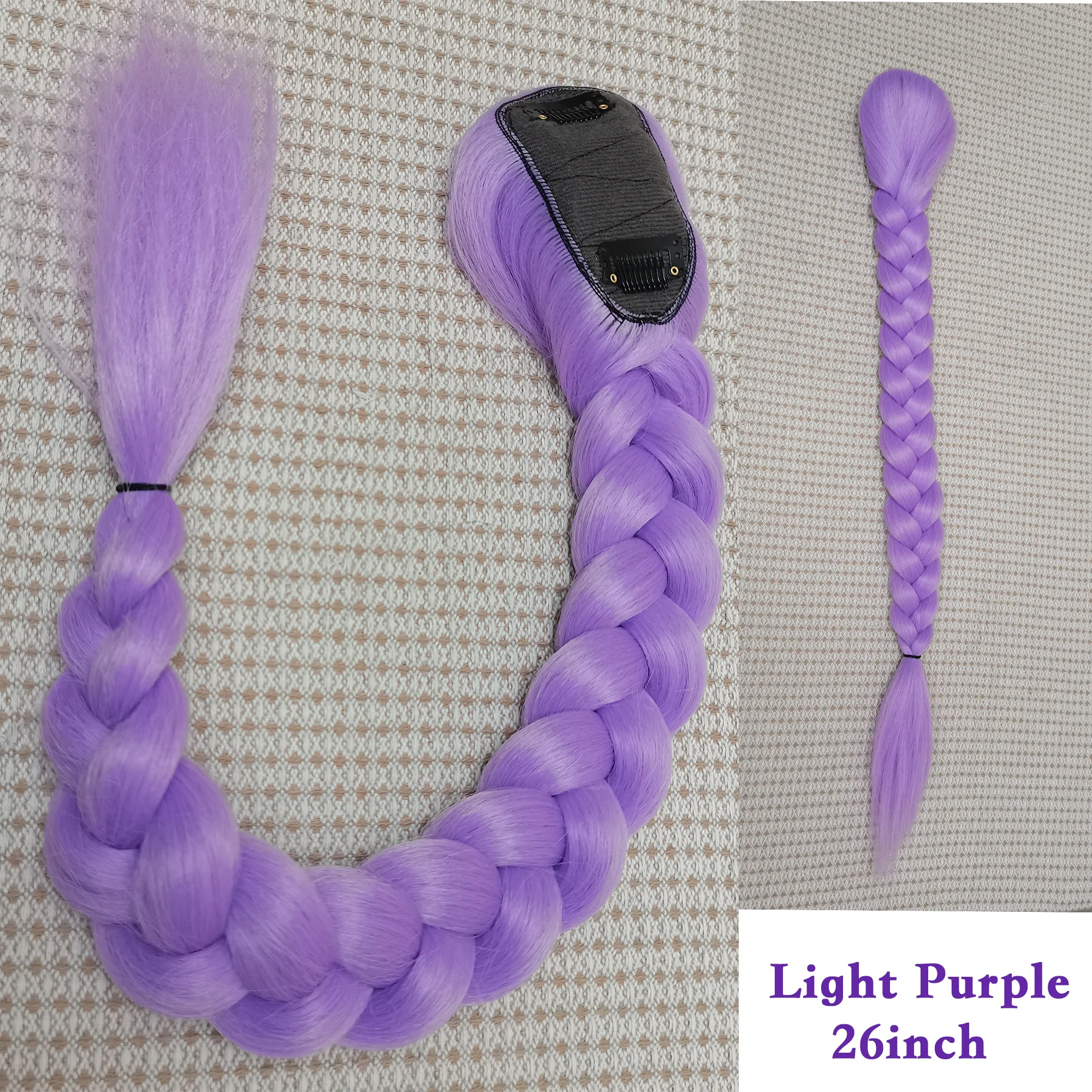 Rumi Purple Braids Cosplay Hair Extensions 26Inch Synthetic Braiding Hair Easy Clip in Ponytail for Cosplay Halloween Costume thumbnail 6