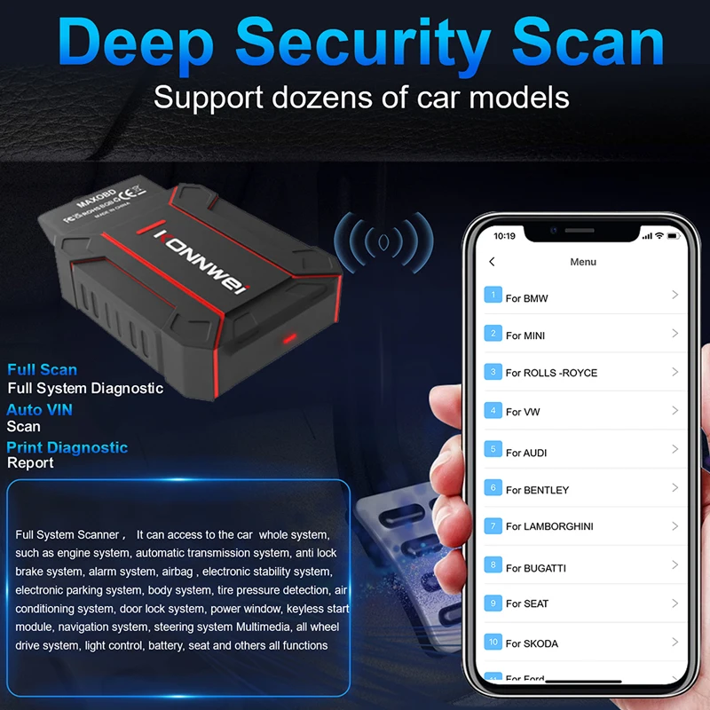 KONNWEI MAXOBD Car Full System OBD Diagnostic Tools Bluetooth 5.2 Testing Vehicle Monitoring OBD2 Scan-Tool for gift KW906 thumbnail 4
