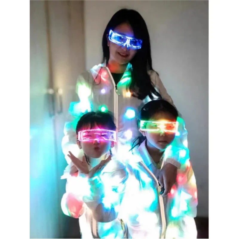 LED Flash Light Jacket Rave Hoodies Vest LED Luminous Glasses Couple Carnival Pants Party Xmas Fancy Dress Prefermence Costume