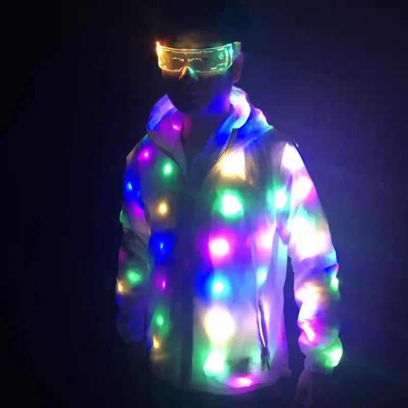 LED Flash Light Jacket Rave Hoodies Vest LED Luminous Glasses Couple Carnival Pants Party Xmas Fancy Dress Prefermence Costume thumbnail 2