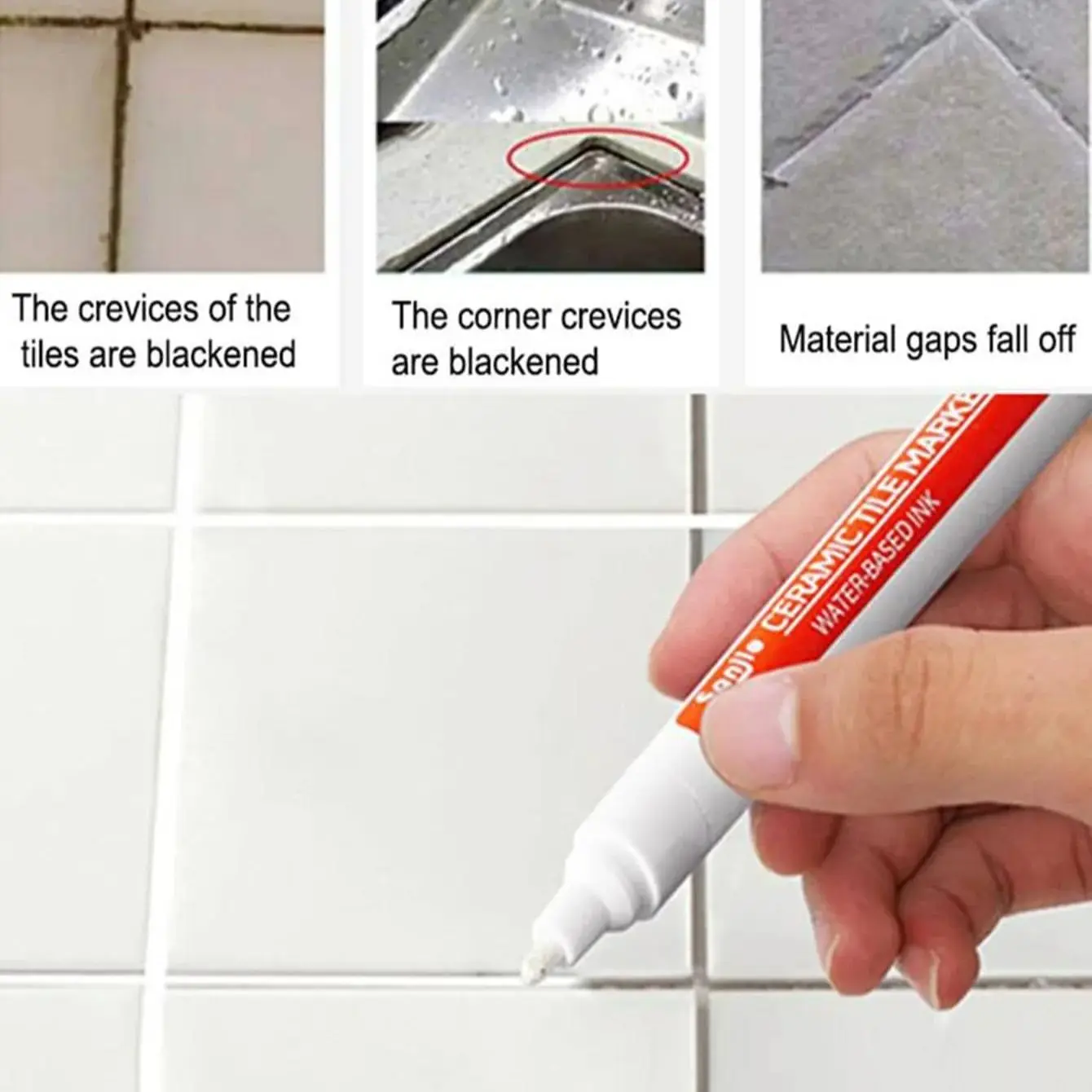 1/5/10PC  Waterproof Marker Pen Wall Seam Repair Tiles Grout Markers Pens Floor Bathroom Decontamination Paint Brush Tools thumbnail 6