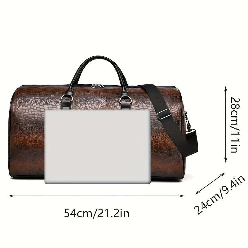 Large Capacity Retro Crocodile-Textured Travel Duffel Bag - Durable Unisex Vacation Luggage,  Versatile Gift for Men & Women thumbnail 3