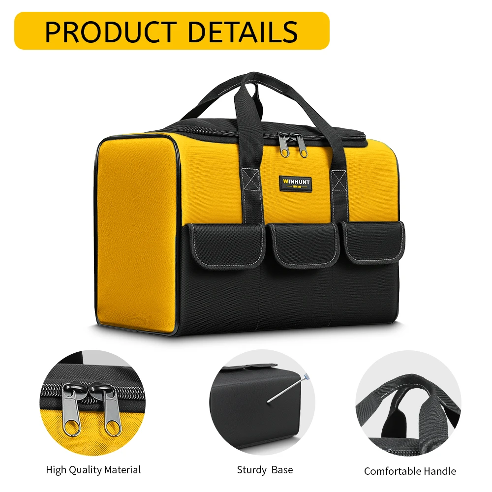 17 Inch Tool Bag, Large Tool Bag with 6 Exterior Pockets Electrician Tool Bag, for DIY Enthusiasts and Craftsmen thumbnail 4
