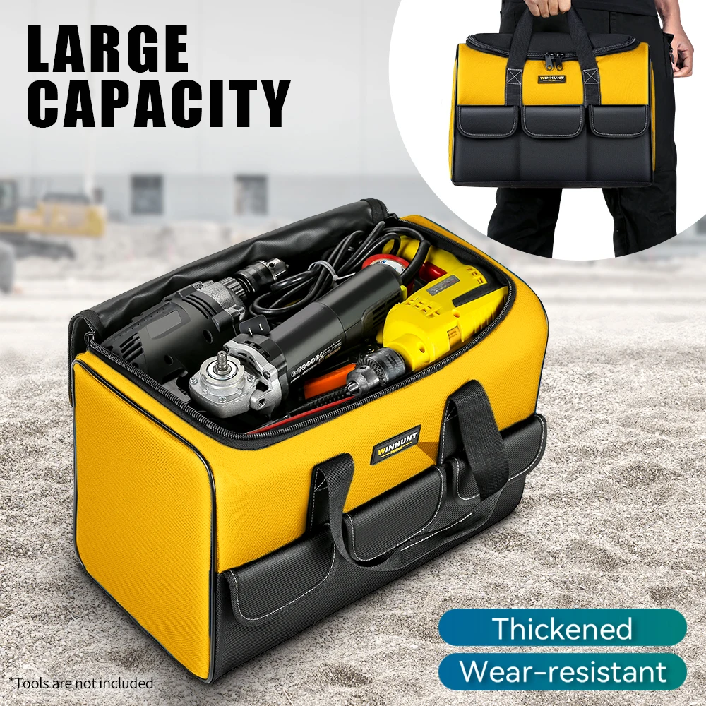 17 Inch Tool Bag, Large Tool Bag with 6 Exterior Pockets Electrician Tool Bag, for DIY Enthusiasts and Craftsmen thumbnail 6