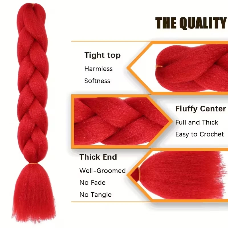 24Inch Synthetic Long Box Jumbo Braiding Hair Extensions Yaki Straight Texture for Women  Dreadlocks thumbnail 4