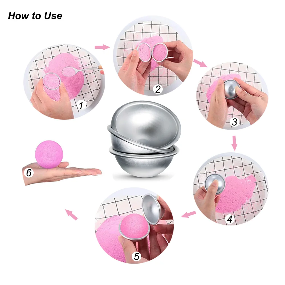 6Pcs Sphere Bath Bomb Molds, DIY Soap Making Kit, Round Ball Molds for Bath & Body Make Tools Craft Home Decoration thumbnail 5