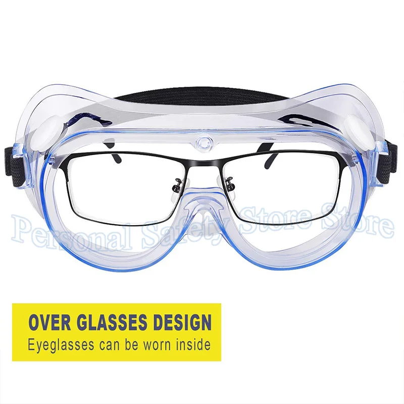 Safety Goggles Anti-Fog Fits Over Glasses Scratch Resistant /Lab /Science/ Chemistry Work/Nurse Adjustable Lightweight thumbnail 3