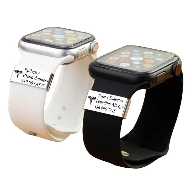 2026 Personalized Medical Alert Watch Medical ID Alert Watch Band Charm Medical Alert ID Tag Compatible for Smart Watch Bands thumbnail 6