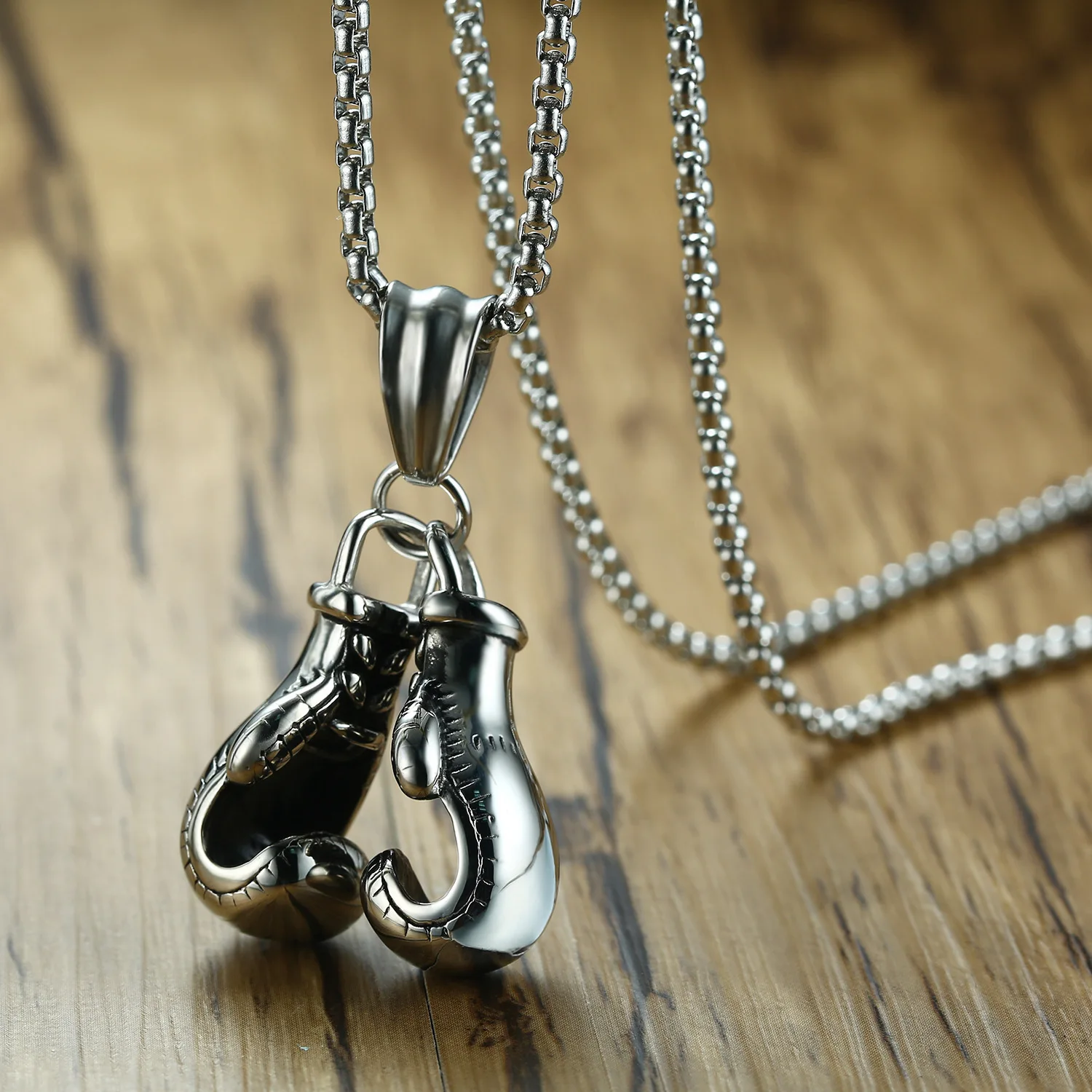 Retro Fitness Boxing Gloves Titanium Steel Necklace Fashion Punk Pendant thumbnail 3
