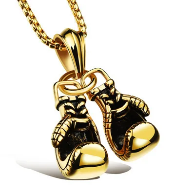 Retro Fitness Boxing Gloves Titanium Steel Necklace Fashion Punk Pendant thumbnail 6