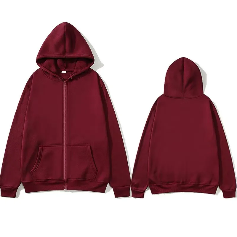 2025 unisex zipper sweatshirt cardigan hooded sweatshirt solid color sportswear top for autumn and winter thumbnail 2
