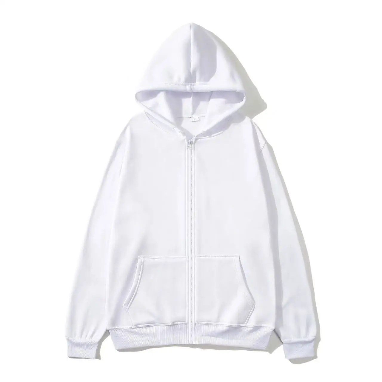 2025 unisex zipper sweatshirt cardigan hooded sweatshirt solid color sportswear top for autumn and winter thumbnail 4