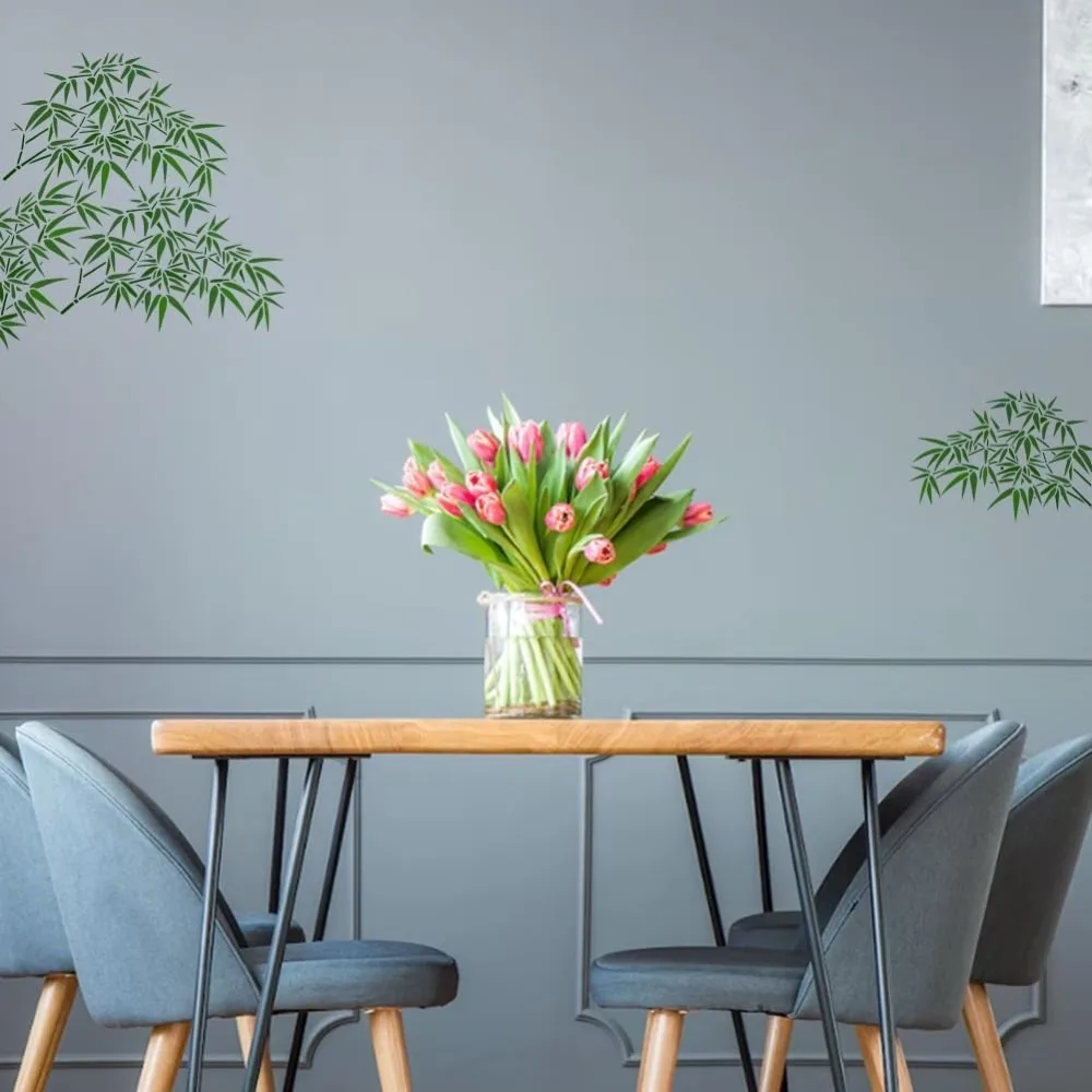 Bamboo Leaf Painting Stencil with Brush 8.3x11.7inch Bamboo Branch Drawing Template China Styles Pattern DIY Art Home thumbnail 5