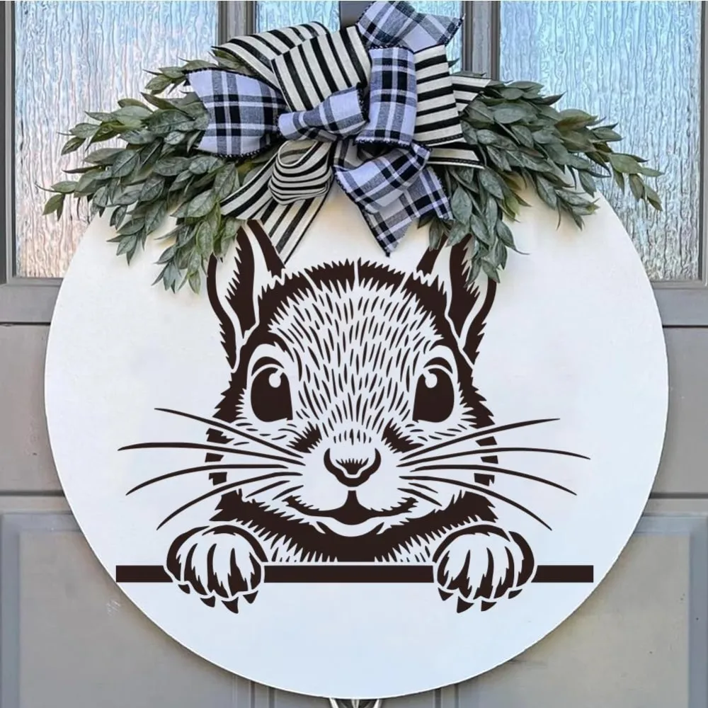 Squirrel Peeping Painting Stencil with a 16cm Paint Brush 11.8x11.8inch Reusable Plastic Stencil DIY Craft Template for Painting thumbnail 4