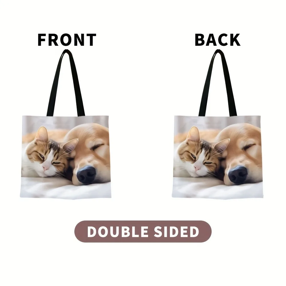 Custom Photo Tote Bag Personalized Reusable Grocery Shopping Shoulder Bag with Foldable Design Polyester Storage Pouch thumbnail 4