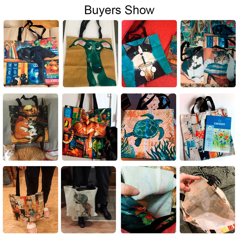 Custom Photo Tote Bag Personalized Reusable Grocery Shopping Shoulder Bag with Foldable Design Polyester Storage Pouch thumbnail 6