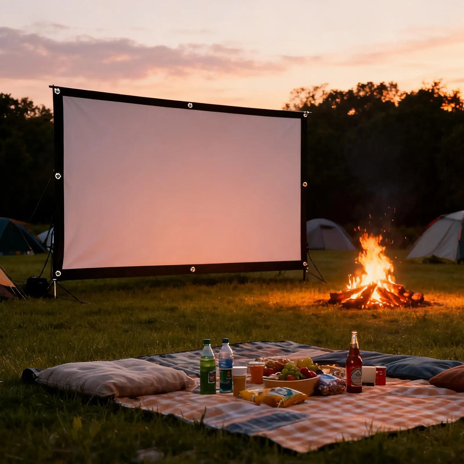 Outdoor Projector Screen Portable Foldable Video Equipment Magnetic Roll-up Large Theater Screen for Indoor Camping RV Backyard