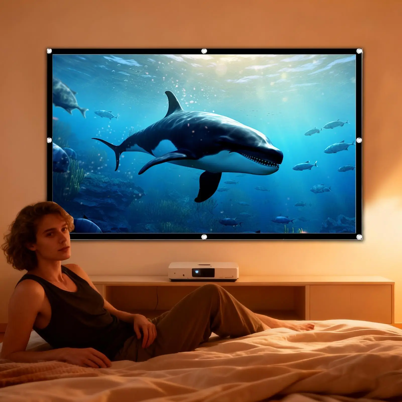 Outdoor Projector Screen Portable Foldable Video Equipment Magnetic Roll-up Large Theater Screen for Indoor Camping RV Backyard thumbnail 3