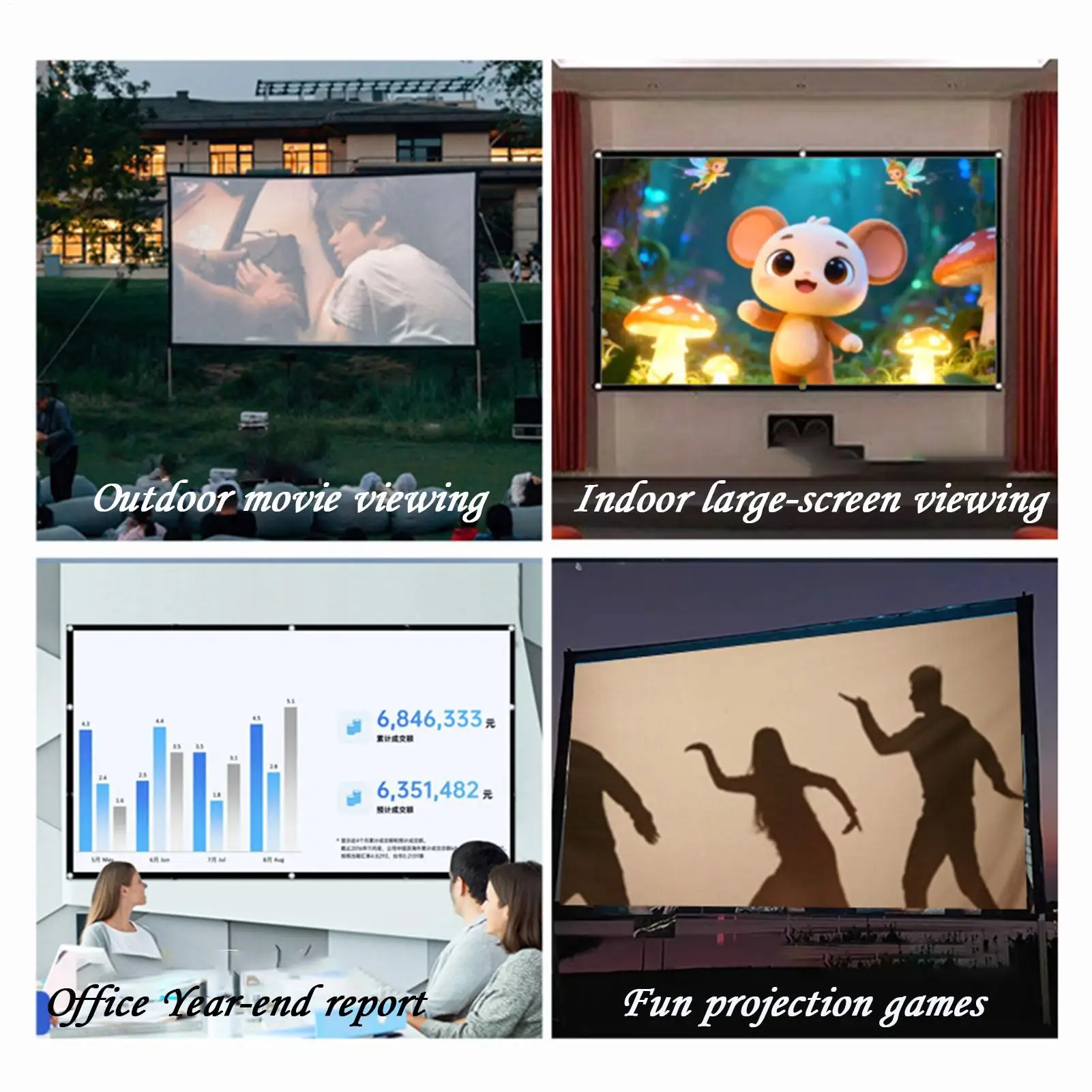 Outdoor Projector Screen Portable Foldable Video Equipment Magnetic Roll-up Large Theater Screen for Indoor Camping RV Backyard thumbnail 6