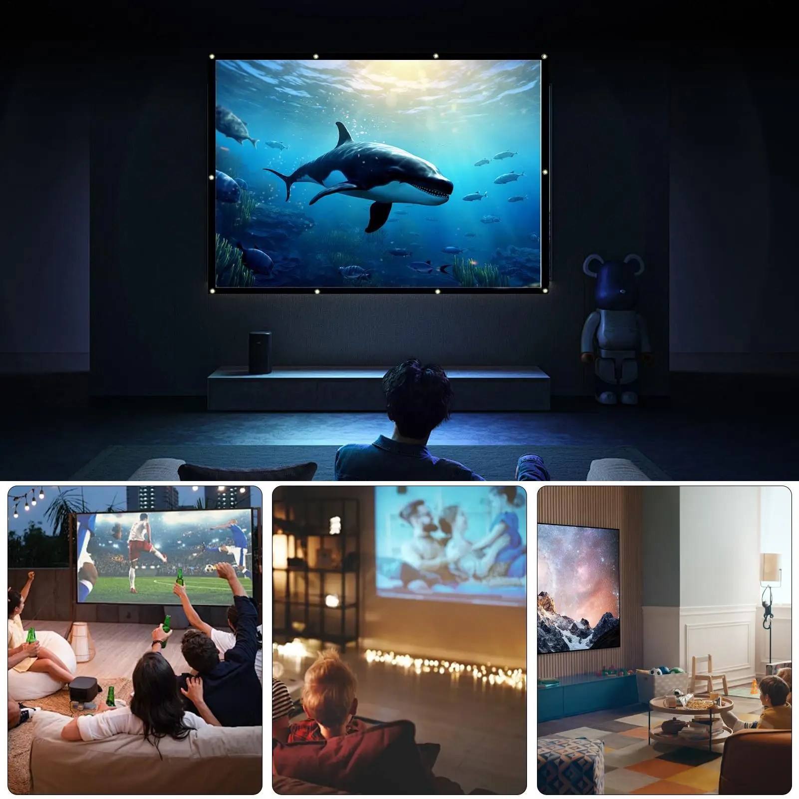 Outdoor Projector Screen Portable Foldable Video Equipment Magnetic Roll-up Large Theater Screen for Indoor Camping RV Backyard thumbnail 5