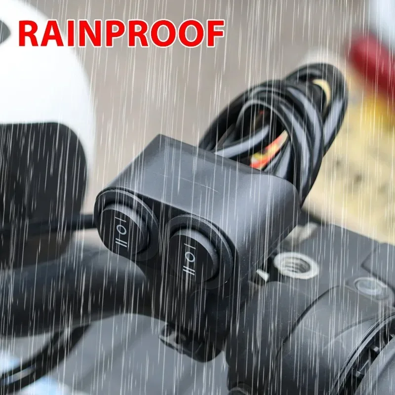 Motorcycle Handlebar 12V Headlight Switch Dual Button Control Waterproof 3-Wire Spotlight Switch Tricycle Headlight  Horn Switch thumbnail 2