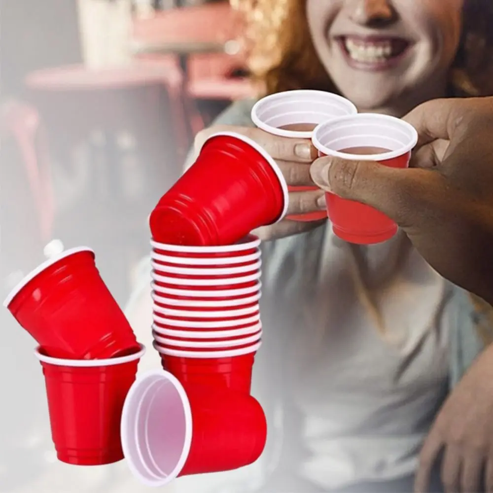 50PCS High Quality Red Disposable Cup Plastic 59ml/2oz Mini Wine Cup Disposable Tableware Home Dinning Bar