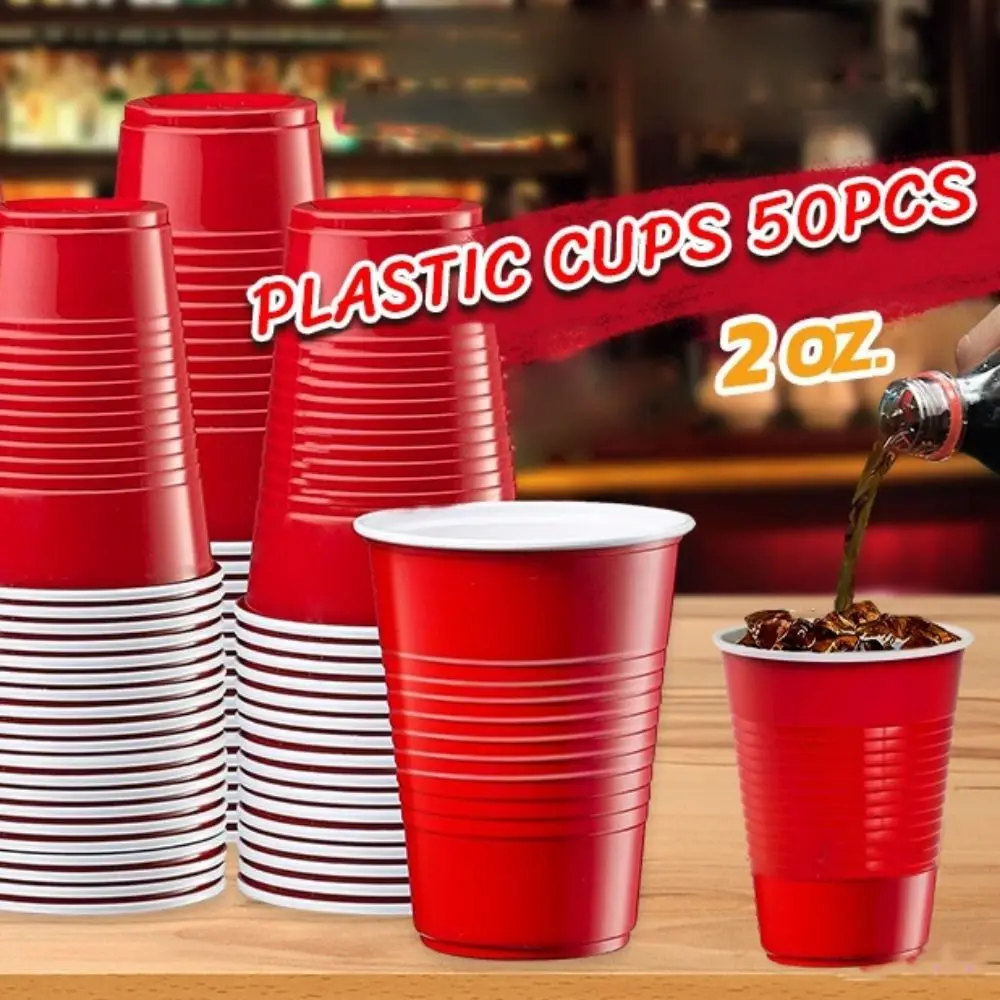 50PCS High Quality Red Disposable Cup Plastic 59ml/2oz Mini Wine Cup Disposable Tableware Home Dinning Bar thumbnail 4