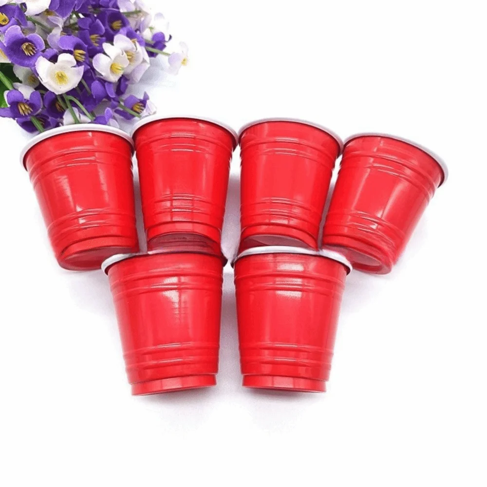 50PCS High Quality Red Disposable Cup Plastic 59ml/2oz Mini Wine Cup Disposable Tableware Home Dinning Bar thumbnail 3
