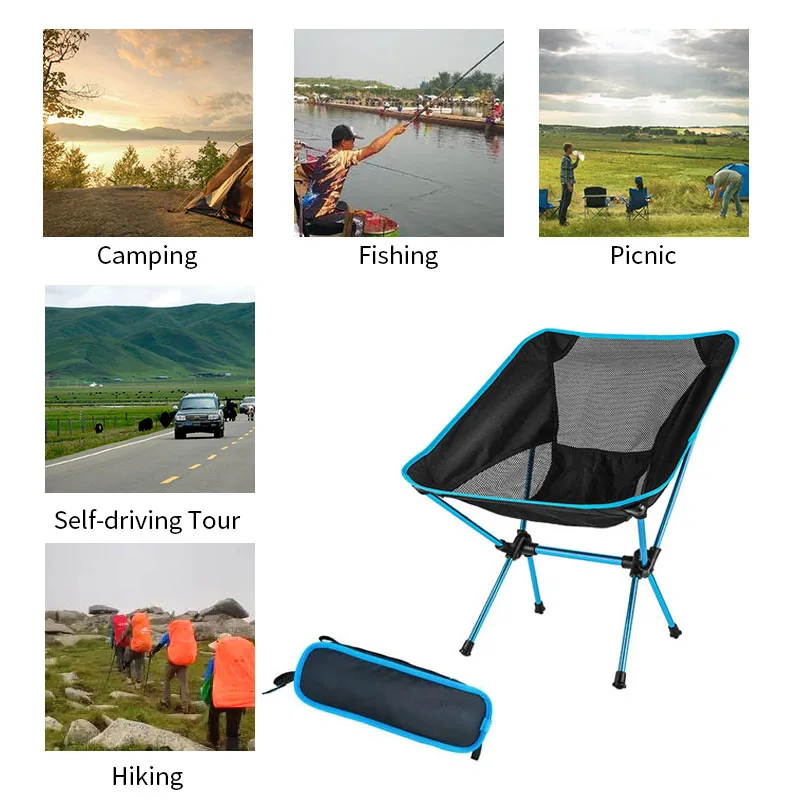 Portable Folding Camping Chair Compact Collapsible Backpacking Chair Beach Chair with Carry Bag for Outdoor Hiking Fishing thumbnail 3