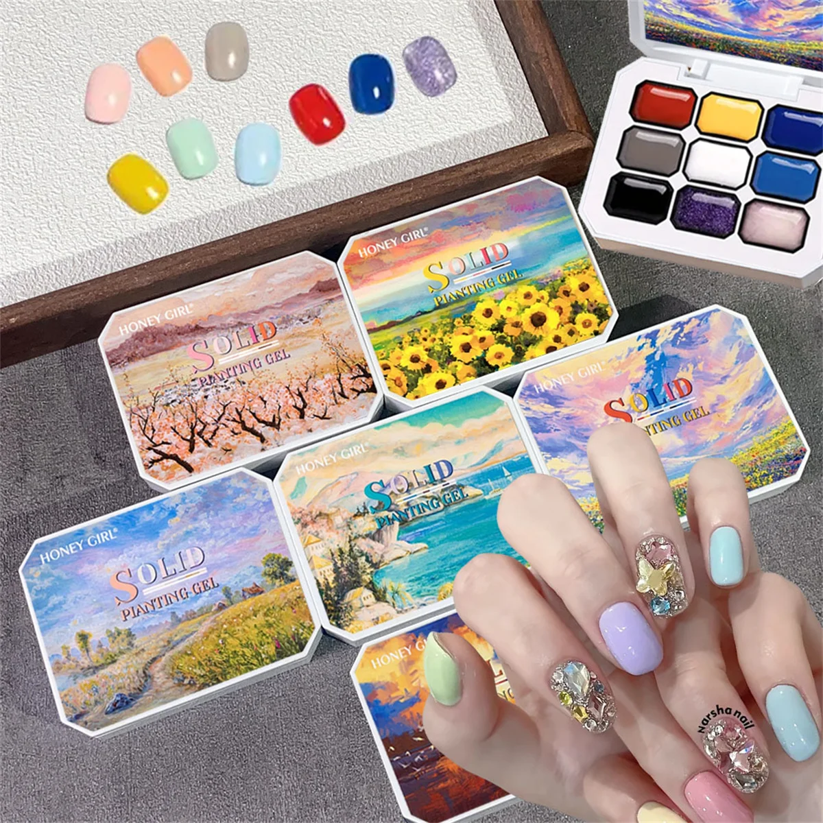 1pc 9-color new popular solid patting gel gradient color semi permanent UV&LED nail polish glue nail art creation salon DIY