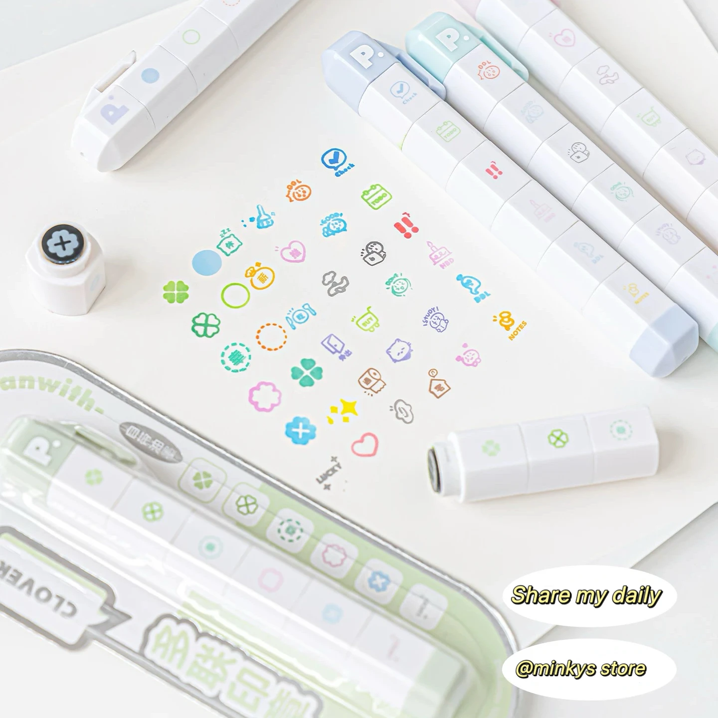 MINKYS New Arrival Cute To Do List Journal Stamp Set Kids Gift School Stationery
