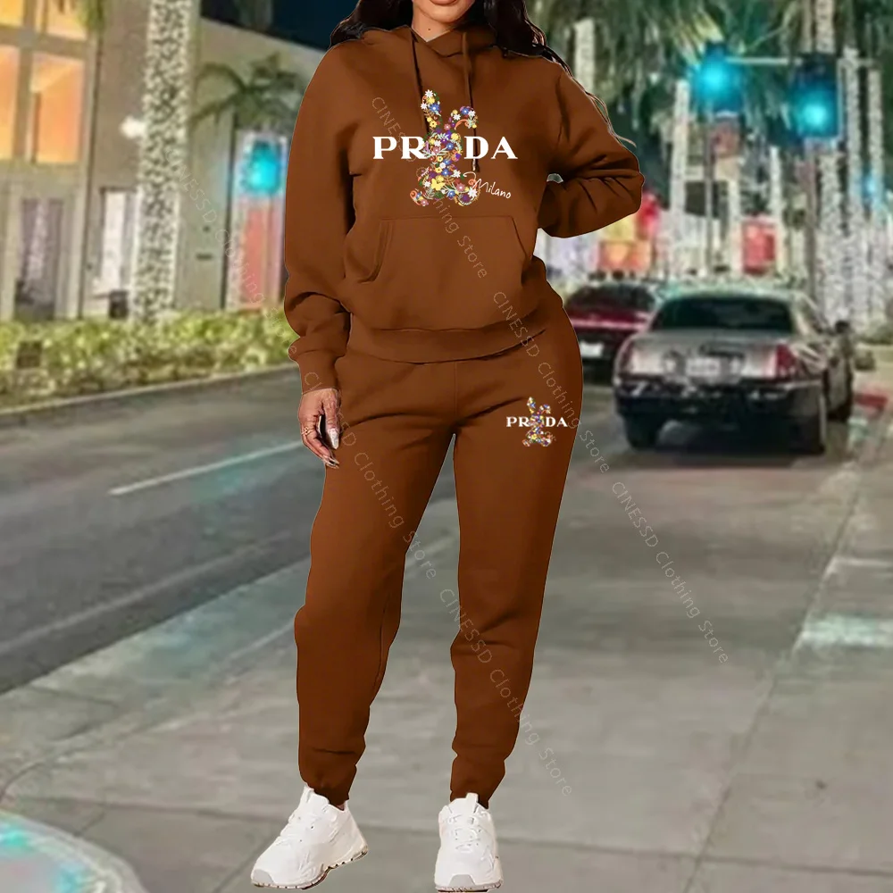 Women's Tracksuits Hoodies and Pants Two Peice Outfits Suit Designer Luxury Oversized Autumn Winter Clothing Women Pants Sets thumbnail 4