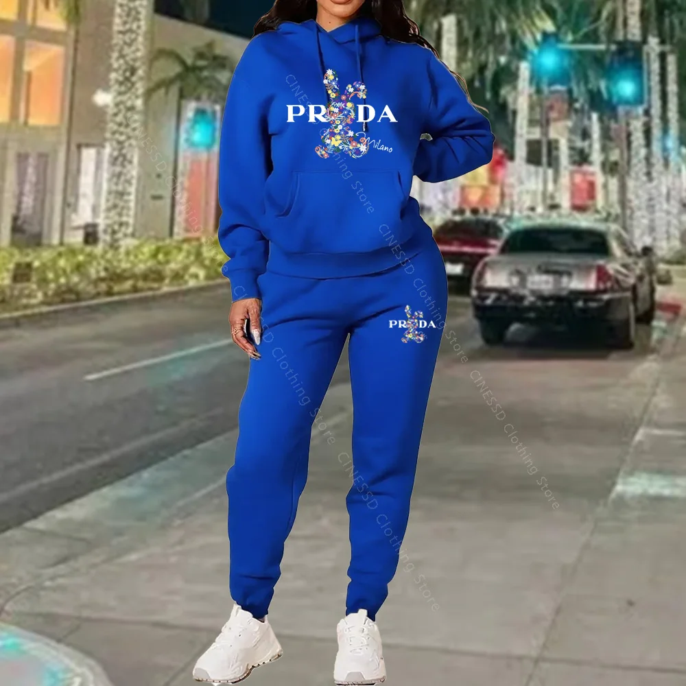 Women's Tracksuits Hoodies and Pants Two Peice Outfits Suit Designer Luxury Oversized Autumn Winter Clothing Women Pants Sets thumbnail 2