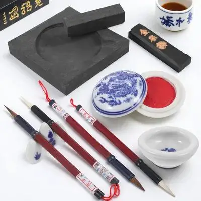 1Set Chinese Calligraphy Brush Ink Set Easy Use Vintage Style for Beginners Kanji Painting Writing Gift Kit Chinese Painting Set thumbnail 6