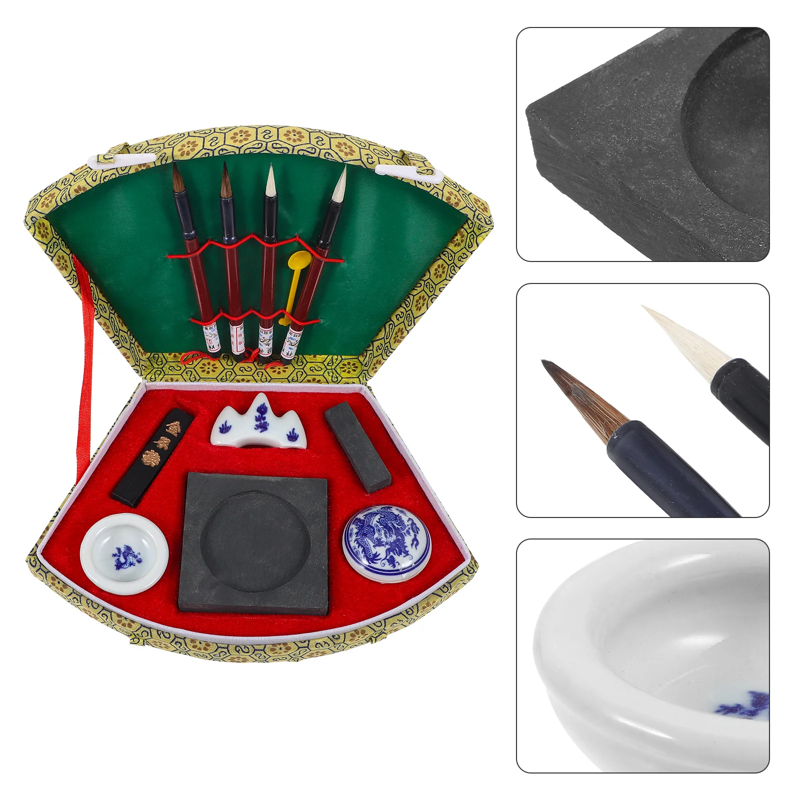1Set Chinese Calligraphy Brush Ink Set Easy Use Vintage Style for Beginners Kanji Painting Writing Gift Kit Chinese Painting Set thumbnail 3