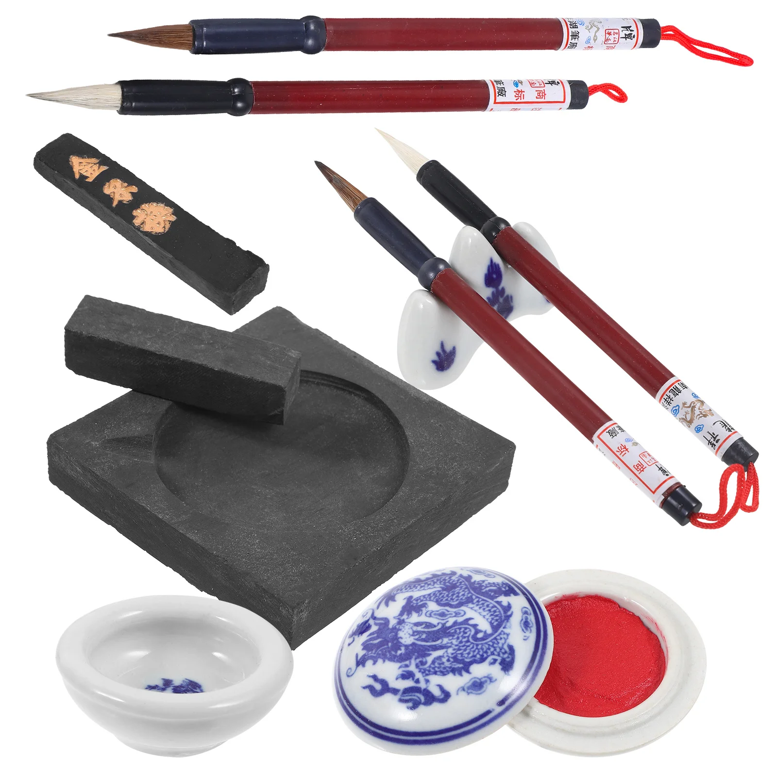 1Set Chinese Calligraphy Brush Ink Set Easy Use Vintage Style for Beginners Kanji Painting Writing Gift Kit Chinese Painting Set thumbnail 4