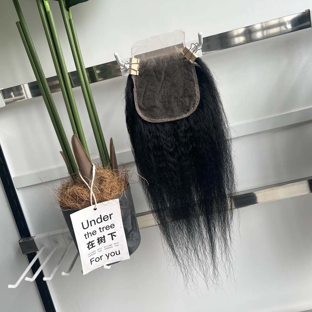 Clearance Sale Kinky Straight Bundles With HD Transparent Lace Closure Frontal And Bundles Remy Raw Virgin Human Hair Extension thumbnail 4