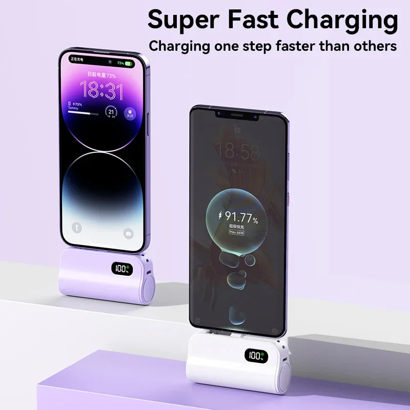 500000mAh Mini Power Bank 2 in 1 Portable Super Fast Charging Digital Display External Battery for iPhone Huawei Samsung thumbnail 5