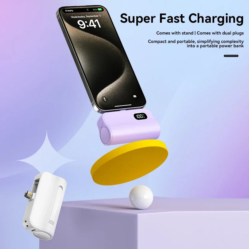 500000mAh Mini Power Bank 2 in 1 Portable Super Fast Charging Digital Display External Battery for iPhone Huawei Samsung thumbnail 3